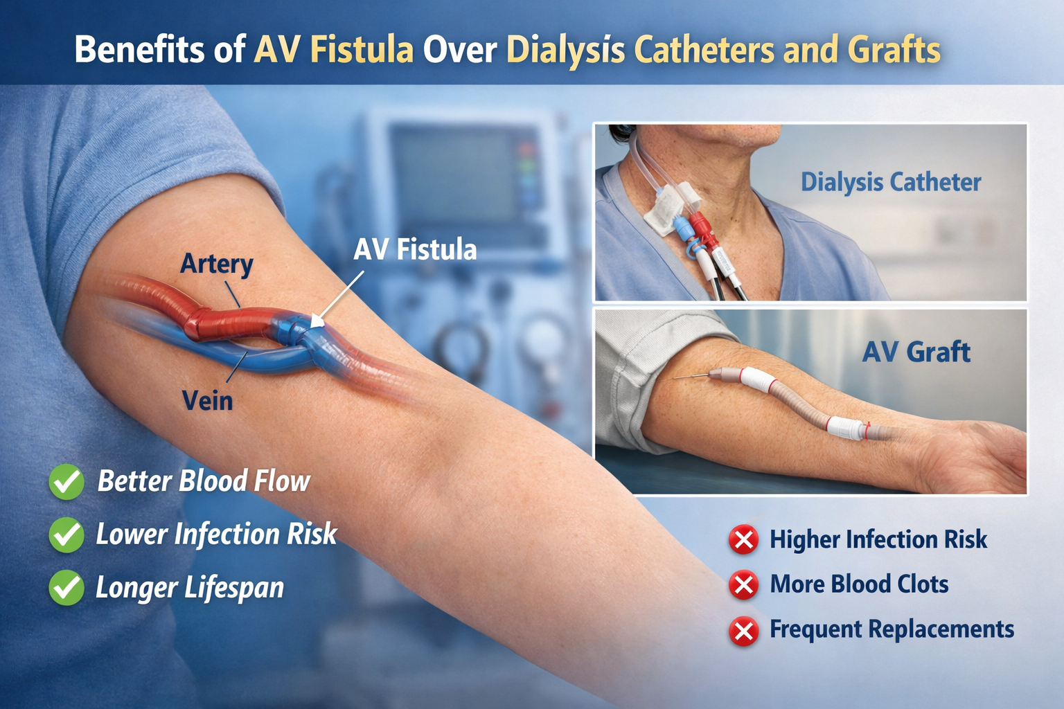 Benefits of AV Fistula Over Dialysis Catheters and Grafts